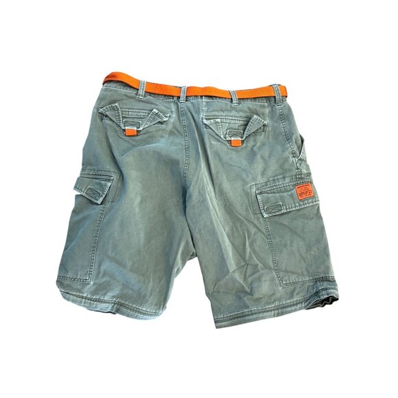 Vintage Y2K Abercrombie & Fitch Mens Cargo Shorts Olive Green W/ Orange Belt Cot - Picture 5 of 5